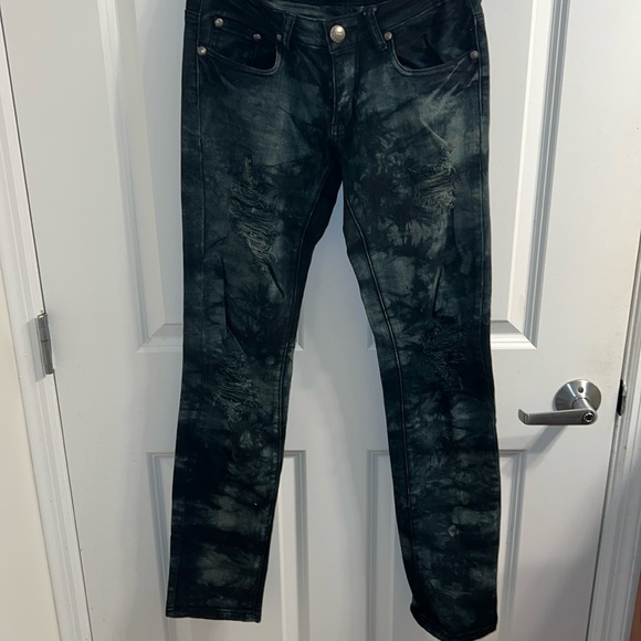 Machine Denim - Dark denim ripped jeans